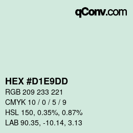 カラーコード: HEX #D1E9DD | qconv.com