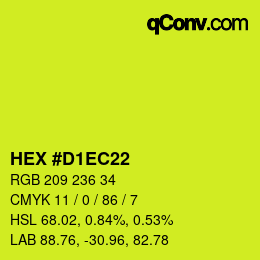 颜色代码: HEX #D1EC22 | qconv.com