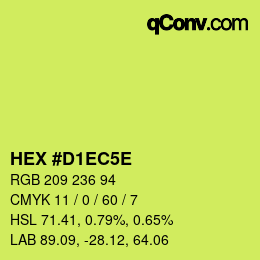 颜色代码: HEX #D1EC5E | qconv.com