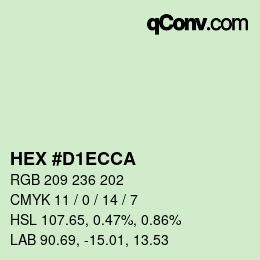 カラーコード: HEX #D1ECCA | qconv.com