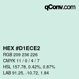 Color code: HEX #D1ECE2 | qconv.com