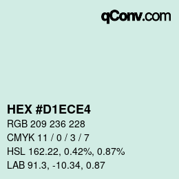 Color code: HEX #D1ECE4 | qconv.com