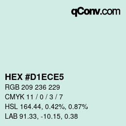 Color code: HEX #D1ECE5 | qconv.com
