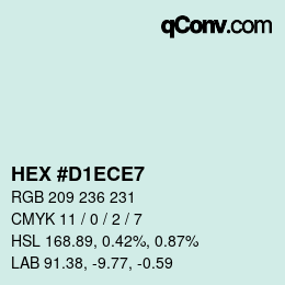 カラーコード: HEX #D1ECE7 | qconv.com
