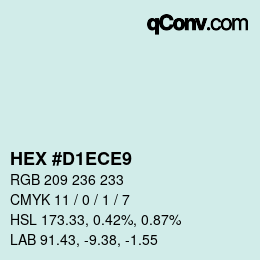 颜色代码: HEX #D1ECE9 | qconv.com