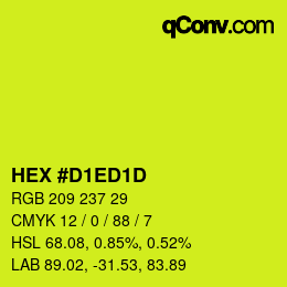 颜色代码: HEX #D1ED1D | qconv.com