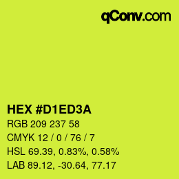 カラーコード: HEX #D1ED3A | qconv.com