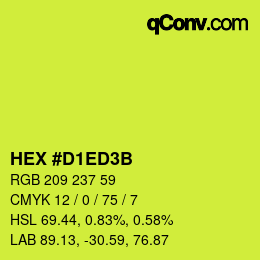 颜色代码: HEX #D1ED3B | qconv.com