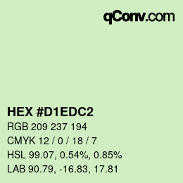 カラーコード: HEX #D1EDC2 | qconv.com