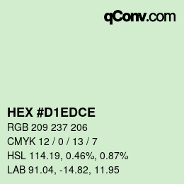 颜色代码: HEX #D1EDCE | qconv.com
