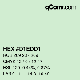 カラーコード: HEX #D1EDD1 | qconv.com