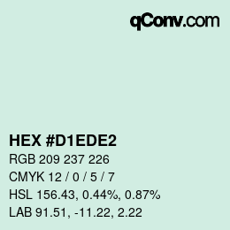カラーコード: HEX #D1EDE2 | qconv.com