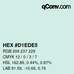 カラーコード: HEX #D1EDE5 | qconv.com