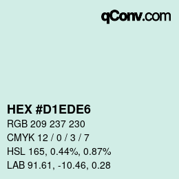 カラーコード: HEX #D1EDE6 | qconv.com
