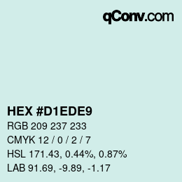 カラーコード: HEX #D1EDE9 | qconv.com