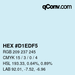 颜色代码: HEX #D1EDF5 | qconv.com