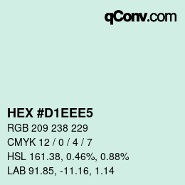 Color code: HEX #D1EEE5 | qconv.com