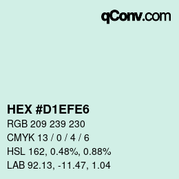 Color code: HEX #D1EFE6 | qconv.com