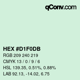 Código de color: HEX #D1F0DB | qconv.com