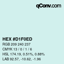 颜色代码: HEX #D1F0ED | qconv.com