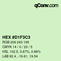 カラーコード: HEX #D1F3C3 | qconv.com