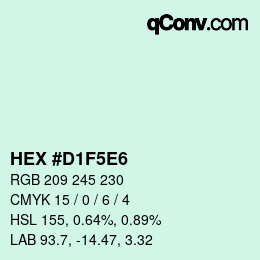 カラーコード: HEX #D1F5E6 | qconv.com