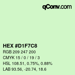 Color code: HEX #D1F7C8 | qconv.com