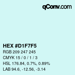 Color code: HEX #D1F7F5 | qconv.com