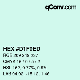 Color code: HEX #D1F9ED | qconv.com