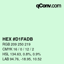 颜色代码: HEX #D1FADB | qconv.com
