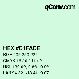 颜色代码: HEX #D1FADE | qconv.com