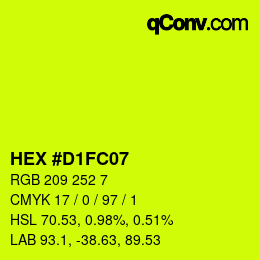 カラーコード: HEX #D1FC07 | qconv.com
