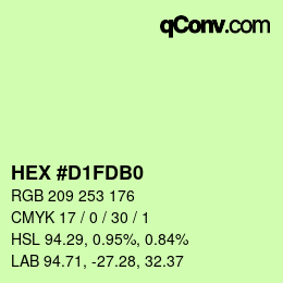 Color code: HEX #D1FDB0 | qconv.com