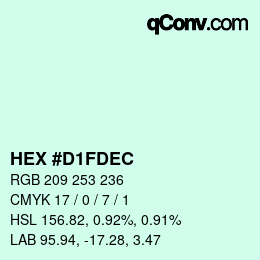 颜色代码: HEX #D1FDEC | qconv.com