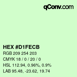 カラーコード: HEX #D1FECB | qconv.com