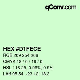 Color code: HEX #D1FECE | qconv.com