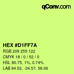 Color code: HEX #D1FF7A | qconv.com