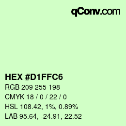 Color code: HEX #D1FFC6 | qconv.com