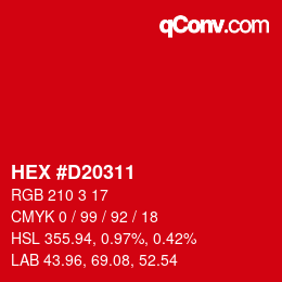Color code: HEX #D20311 | qconv.com