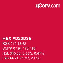 Color code: HEX #D20D3E | qconv.com