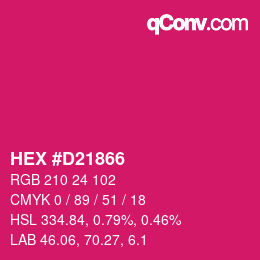 颜色代码: HEX #D21866 | qconv.com
