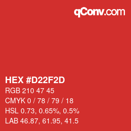 颜色代码: HEX #D22F2D | qconv.com