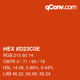 Color code: HEX #D23C0E | qconv.com