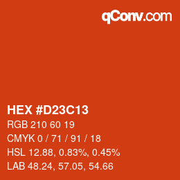 颜色代码: HEX #D23C13 | qconv.com