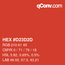 颜色代码: HEX #D23D2D | qconv.com