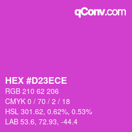 カラーコード: HEX #D23ECE | qconv.com