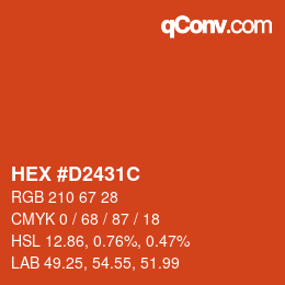 Color code: HEX #D2431C | qconv.com