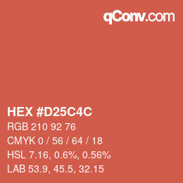 Color code: HEX #D25C4C | qconv.com