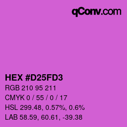 カラーコード: HEX #D25FD3 | qconv.com