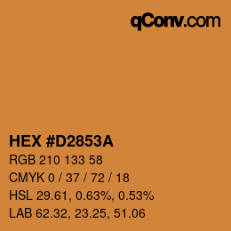 Color code: HEX #D2853A | qconv.com
